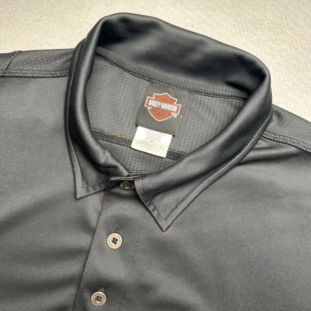 Harley-Davidson Polo Mens L Black Embroidered Stillwater OK Performance Shirt
